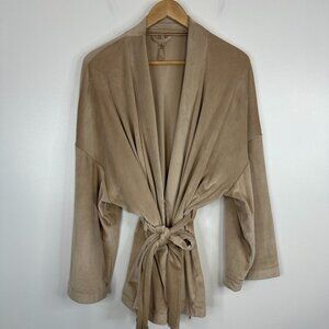 Skims Velvet Short Robe Wrap Pajama Top Nude Beige Size Small